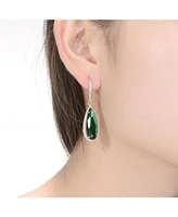 Rachel Glauber Elegant Teardrop Shaped Earrings with A Cubic Zirconia Middle Stone