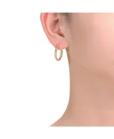 Rachel Glauber 14K Gold Plated Open Hoop Butterfly Post Back Earrings