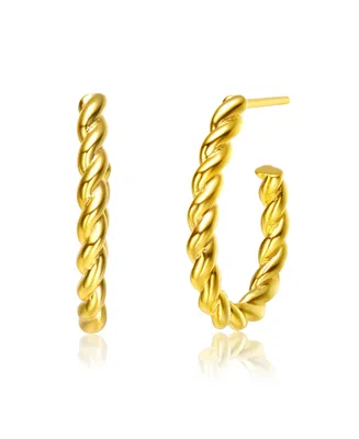 Rachel Glauber 14K Gold Plated Open Hoop Butterfly Post Back Earrings