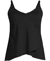 Lands' End Women's Long Torso Tulip Hem Tankini Top