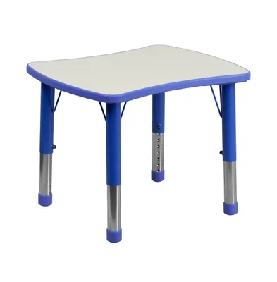 Emma+Oliver 21.875"W X 26.625"L Rectangular Plastic Height Adjustable Activity Table