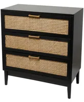 Rosemary Lane 32" Wood 3 Drawer Cabinet with Cane Front Drawers and Gold-Tone Handles