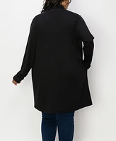 Coin 1804 Plus Draped Flyaway Cardigan Duster Knit Top