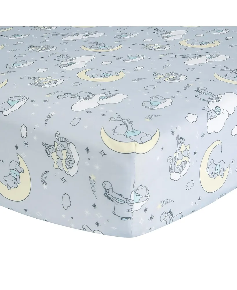 Lambs & Ivy Disney Baby Cozy Friends Winnie the Pooh Gray Fitted Crib Sheet