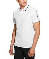 Guess Men's Logo Taped Tipped Collar Polo Shirt