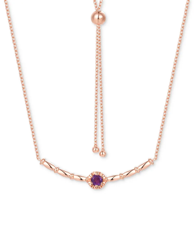 Amethyst Polished Bar 18" Bolo Necklace (1/4 ct. t.w.) Rose Gold-Plated Sterling Silver (Also Swiss Blue Topaz & Madeira Citrine)