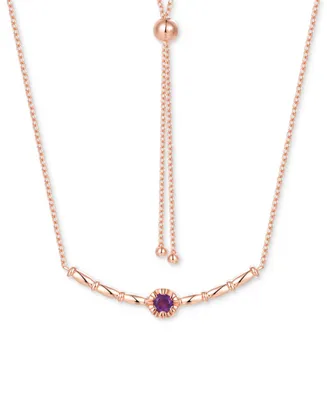 Amethyst Polished Bar 18" Bolo Necklace (1/4 ct. t.w.) Rose Gold-Plated Sterling Silver (Also Swiss Blue Topaz & Madeira Citrine)
