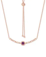 Amethyst Polished Bar 18" Bolo Necklace (1/4 ct. t.w.) Rose Gold-Plated Sterling Silver (Also Swiss Blue Topaz & Madeira Citrine)