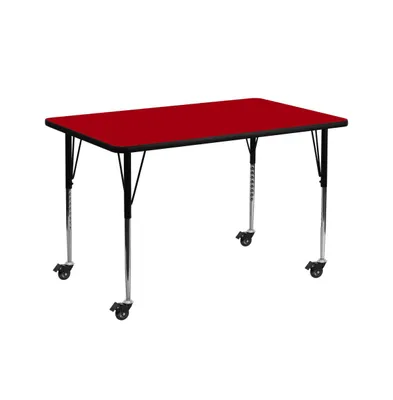 Emma+Oliver Mobile 30X60 Rectangle Laminate Adjustable Activity Table