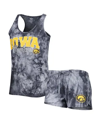 Women's Concepts Sport Charcoal Iowa Hawkeyes Billboard Tie-Dye Tank and Shorts Sleep Set