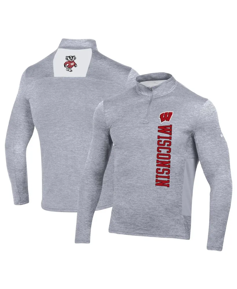 Men's Under Armour Heather Gray Wisconsin Badgers Gameday Twist Quarter-Zip Top