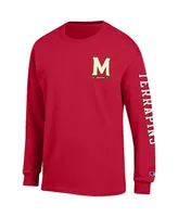 Men's Champion Red Maryland Terrapins Team Stack Long Sleeve T-shirt