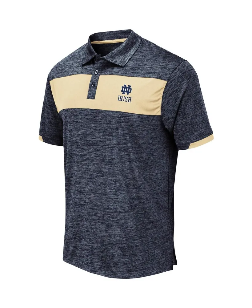 Men's Colosseum Heathered Navy Notre Dame Fighting Irish Nelson Logo Polo Shirt