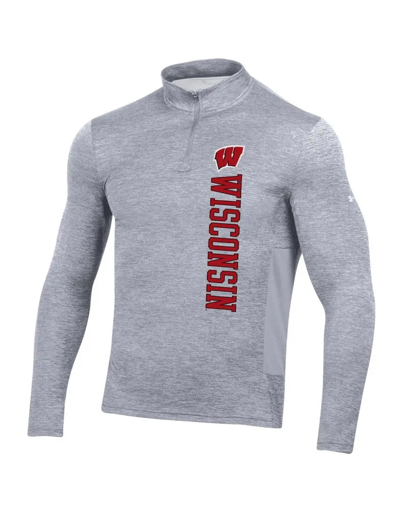 Men's Under Armour Heather Gray Wisconsin Badgers Gameday Twist Quarter-Zip Top