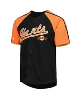 Men's Stitches Black San Francisco Giants Button-Down Raglan Fashion Jersey