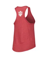 Women's League Collegiate Wear Heather Crimson Indiana Hoosiers Two-Hit Intramural Tri-Blend Scoop Neck Racerback Tank Top