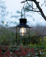 Glitzhome 9.75" H Metal Wire Solar Powered Outdoor Hanging Lantern, Set of 2