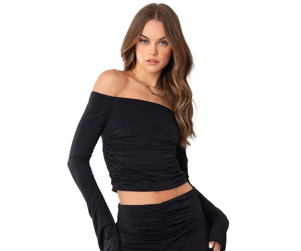 Women's Off Shoulder Top With Gatherings