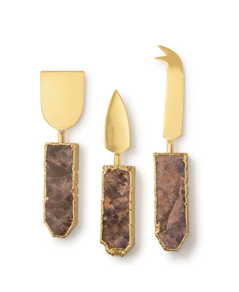 Brittany Amethyst Cheese Knives, Set of 3