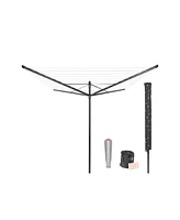 Rotary Lift-o-Matic Clothesline - 164', 50 Meter with Metal Ground Spike, Protective Cover, Peg Bag and Wooden Clothespins Set