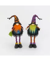 Set of 2 Lighted Plush Standing Spooky Halloween Gnomes