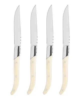 French Home Stainless-Steel Laguiole Set of 4 Connoisseur Steak Knives with Handles