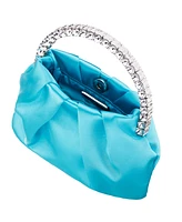 Nina Crystal Handle Satin Pouch Bag