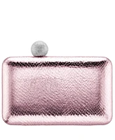 Nina Embossed Snake Minaudiere with Crystal Clasp