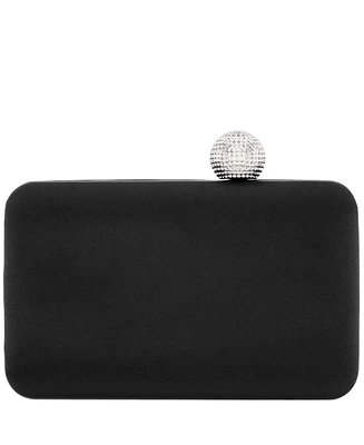 Nina Satin Minaudiere Crystal Clasp Clutch