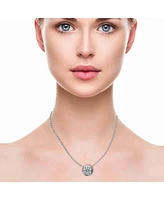 Rachel Glauber Dazzling Round Solitaire Bezel Floating Pendant Necklace with Cubic Zirconia