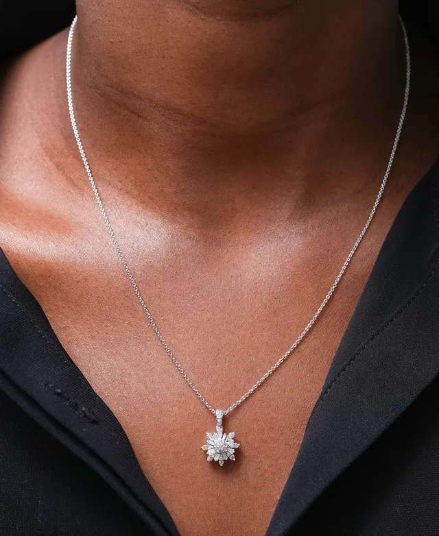 FINE JEWELRY Diamond Blossom Womens 1/10 CT. T.W. Mined White Diamond  Sterling Silver Snowflake Pendant Necklace | Pueblo Mall