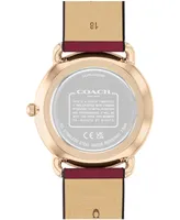 Coach Women's Elliot Cranberry Leather Strap Watch, 36mm