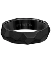 Triton Men's Faceted Brush Finish Wedding Band Titanium