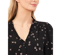 CeCe Women's Floral-Print Button-Front Blouse