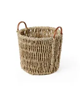 Baum 2 Piece Chunk Sea Grass Baskets with Rattan Ear Handles