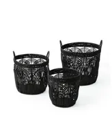 Baum 3 Piece Round Faux Wicker Weave Set with Ear Handles