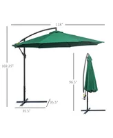 Outsunny 10' Cantilever Hanging Tilt Offset Patio Umbrella with Uv & Water Fighting Material and a Sturdy Stand