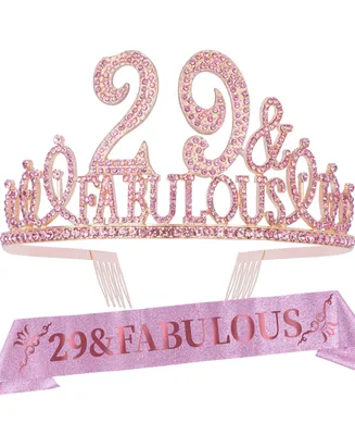 29th Birthday Gifts for Women, 29th Birthday Crown and Sash for Women, 29th Birthday Decorations for Women, 29th Birthday Party Favors, 29th Birthday