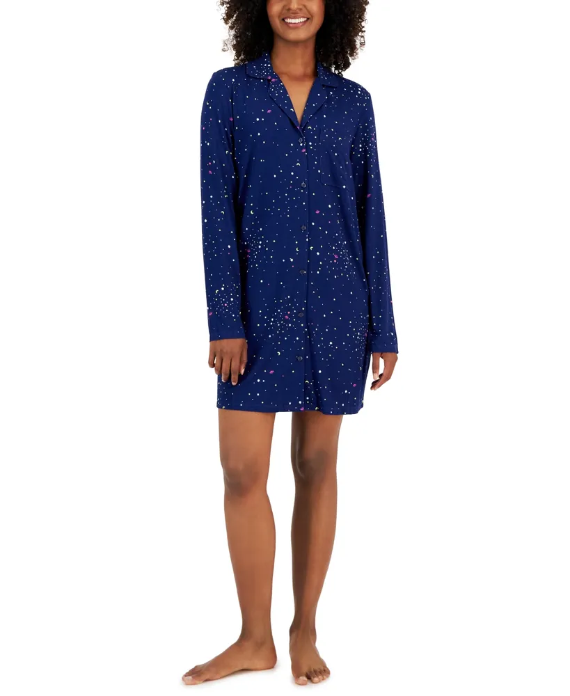 Jenni Women's Notched-Collar Long-Sleeve Sleepshirt