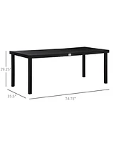 Outsunny Outdoor Dining Table for Person, Rectangular, Aluminum Metal Legs for Garden, Lawn, Patio