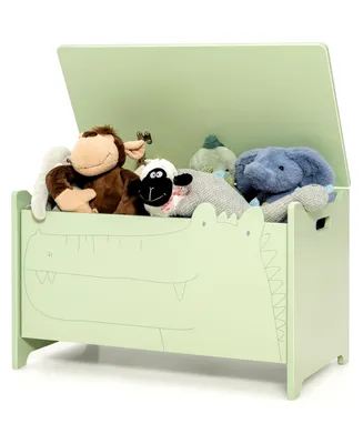 Costway Kids Toy Box w/Safety Hinge Wood Storage Chest Flip-Top Storage Organizer