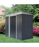 Outsunny 7' x 4' Steel Frame Backyard Garden Tool Storage Shed with 2 Air Vents and Dual Locking Doors, Black