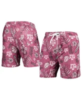 Men's Wes & Willy Maroon Texas A&M Aggies Vintage-Inspired Floral Swim Trunks