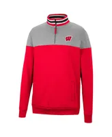 Men's Colosseum Red, Heather Gray Wisconsin Badgers Be the Ball Quarter-Zip Top