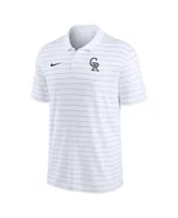 Men's Nike White Colorado Rockies Authentic Collection Victory Striped Performance Polo Shirt