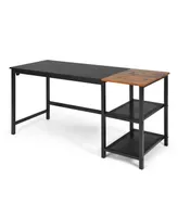 Costway 9" Computer Desk Pc Laptop Workstation w/ Charging Station & Storage Shelves