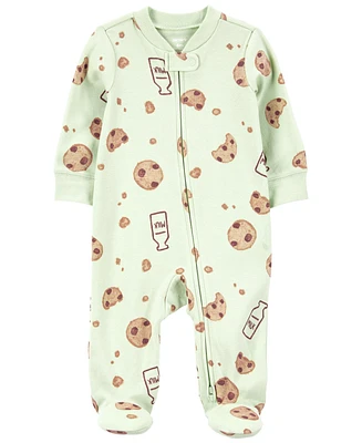 Carter's Baby Boy or Girls Printed 2-Way Zip Up Cotton Sleep and Play