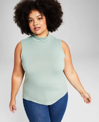 And Now This Trendy Plus Size Sleeveless Mock-Neck Top