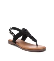 Xti Women's Braided Strap Thong Flat Sandals By Black