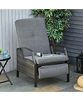Outsunny Wicker Adjustable Recliner Chair Rat Armchair Durable Garden